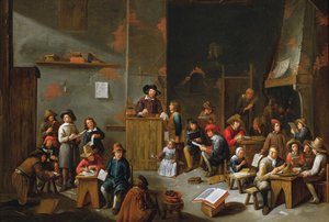 Het Interieur van een Klaslokaal door Gillis van Tilborgh the younger